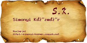 Simonyi Kázmér névjegykártya